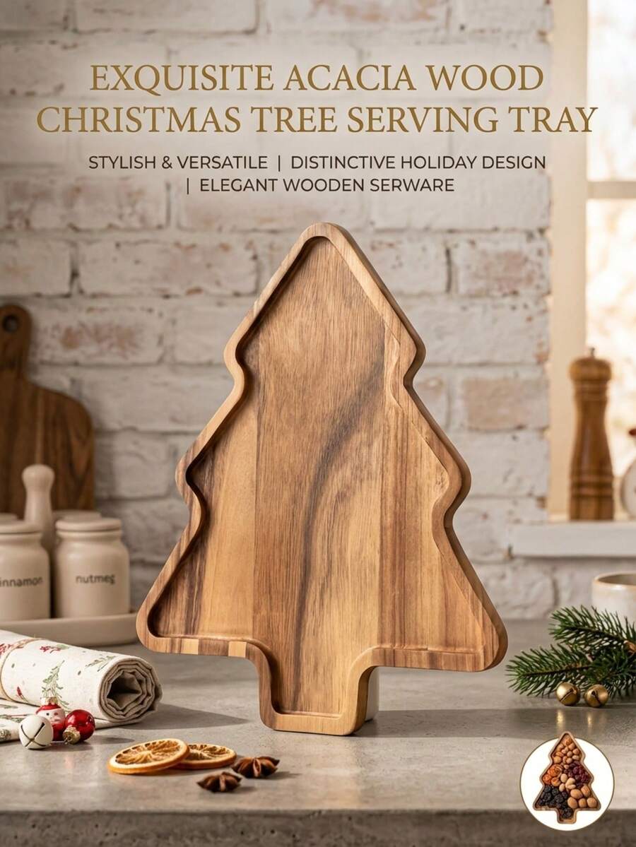 Wooden Acacia Cutting Board, Double-Sided Bread & Cheese Board, Functional Kitchen Accessory, Suitable For Fruit, Meat And Bread Cutting, Can Be Used As A Meal Prep Workstation, Perfect For Chef's Birthday, Party, Christmas, Easter, Wedding Holiday Gift