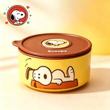 4-Inch Snoopy Airtight Food Storage Container, Cute Cartoon Ceramic Bowl With Lid, Microwave - Multicolor - View 18