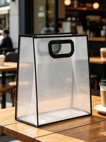 20pcs/10pcs/5pcs Ins Style Black & White Border PVC Gift Tote Bags, Thickened Transparent Plastic Souvenir Bags, Waterproof Scratch-Resistant Non-Deformable, Classic Black & White Color Scheme Minimalist Elegant, Reinforced Handles With Great Load-Bearing Capacity, Suitable For Gift Boxes, Perfume Makeup, Jewelry Decor, Birthday Gifts, Festival Presents, Modern Minimalist Transparent Gift Bags Shopping Bags Souvenir Bags Packaging Bags Home Storage Bags - Transparent - View 4
