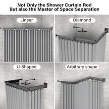 Foldable Shower Curtains Rod | 54.7 Inches 4-Fold | Wall Mount Shower Curtains Rod with 70.8in X 70.8in Shower Curtains| for Bathroom Bathtub Clothing Store - 1PC - Übersicht 11