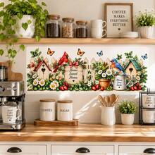 Birdhouse Garden Cabinet Decals Farmhouse Kitchen Backsplash Sticker Bird Flower Wall Decor Home Sweet Home Decoration - Christmas Wall Decals - View 3