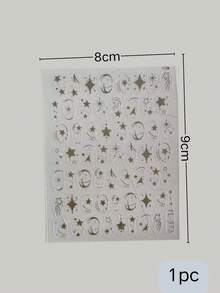 1pc Silver Star Moon Meteor Face Sticker, Gold Foil Star Moon Facial Decoration Sticker, Cool Atmosphere Makeup Sticker, Music Festival Party Eye Makeup Sticker, Portrait Photography Sticker, Waterproof Long-Lasting Facial Decoration Sticker, Stage Performance Facial Sticker - Multicolor - View 6
