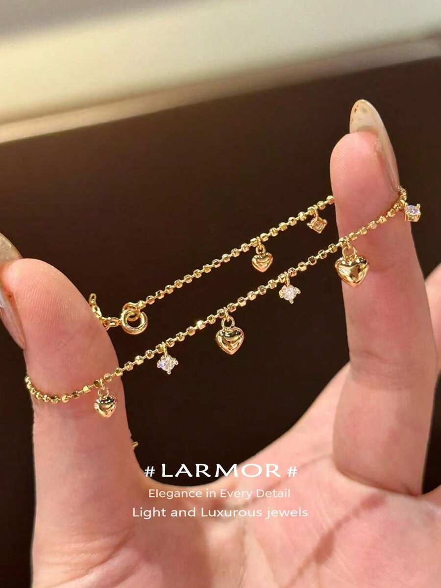 1 pieza Pulsera con diseño de corazón y cristales, regalo para mujer, adecuada para citas, graduación, cumpleaños y otras ocasiones, uso diario