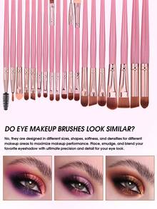 45/20Pcs Total Cosmetic Kit, 20 Pcs Pink Makeup Brushes Plus 1 Pink Storage Bag And 24 Pcs Puff Accessories. Sweet Pink Aesthetic Design, Multiple Shaped Sponges And Puffs For Concealer And Foundation Application - Multicolor - View 2