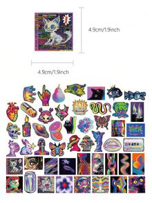 50pcs Acid Aesthetic Stickers For Scrapbook, Diary, Planner, Envelope, Greeting Card, Luggage, Phone Case, Skateboard, Tablet, Guitar, Sealing Sticker, Party Gift - Multicolor - View 10