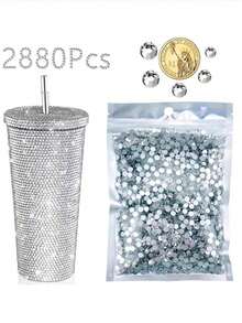 1440pcs/Pack Flat Back Rhinestones, Large Pack Clear White Glass Diamonds, 2mm Silver Rhinestones For Clothing/Stroller/Shoes/Mug/DIY - White - View 1