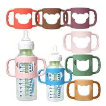 Bear Soft Silicone Baby Bottle Handle, Baby Cup Handle Grip Protector, High Elasticity Newborn Bottle Accessory - Multicolor - View 1