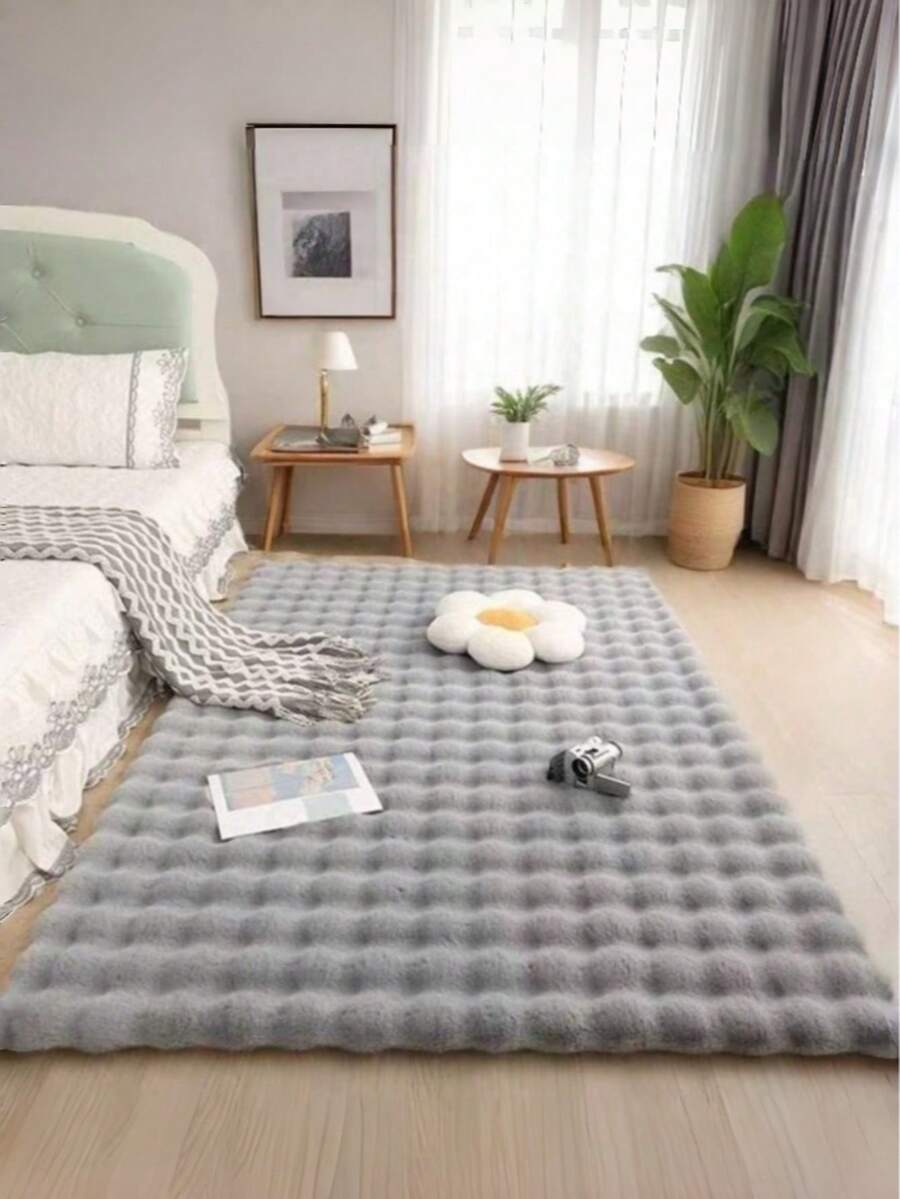 1pc Soft & Fluffy Solid Gray Faux Fur Rug, Plush Comfortable Carpet, Minimalist & Elegant, Suitable For Sofa Cushion, Chair Seat, Bedroom Bedside, Indoor Living Room & Bedroom Home Decor, Best Winter Home Decor Carpet For Living Room, Bedroom, Bedside, Sofa, Closet Kitchen Rug - Grey - View 1