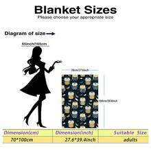 1pc Cartoon Owl Digital Print Flannel Blanket - Modern Style, Soft Comfortable Polyester Knit Fabric For All Seasons, Multi-Purpose, Suitable For Sofa, Bed, Travel, Camping, Chair, Gift Blanket - Multicolor - View 12