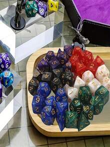 7pcs/Set 6-Color Multi-Sided Dice, Suitable For TRPG And Other Tabletop Games, Perfect Game Gift For Easter, Halloween, Christmas Holiday Parties - Multicolor - View 8