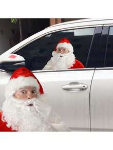 1/4pcs Waterproof Realistic Santa Claus Stickers, Christmas Car Window Glass Decals, Travel With Santa Claus, Fun Christmas Window Stickers (Random Style) - A - View 7