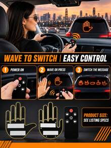 XF.Meraki LED Gesture Car Light Strip With Remote Control, 6 Driving Communication Signs, Battery Powered Window Display Light, Suitable For Cars And Trucks - Gesture Light - View 4