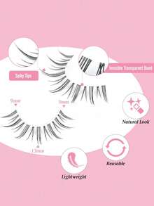 Cartoon Eyelashes Natural Look Anime Eyelashes Transparent Band Natural Cartoon Eyelashes Manga Korean Style Eyelashes Korean & Japanese Style Cosplay Eyelashes - Black - View 3