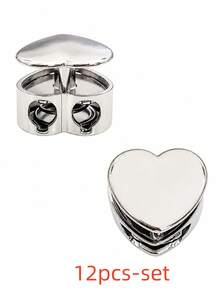 12/8/4/1pc/Set Multi-Functional Heart-Shaped Double-Hole Cord Lock (Silver/Gunmetal/Black), Spring Buckle Adjuster, Commonly Used For Hoodie, Backpack Or Clothing Drawstring Adjustment, Clothing Accessories - Multiple Styles - View 16