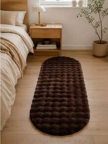 Soft Fluffy Rug Coffee Brown Oval Area Rug,For Bedroom,Living Room,Study,Office,Plush Bedroom Rugs,Non-Slip,Shaggy Rug,Faux Fur Rug,Living Room Rug,Bedroom Rugs,Bedside Rugs,Decorative Rug,Bedroom Decor,Autumn Home Decor,Room Decor,Fall Decor - Coffee Brown - View 3