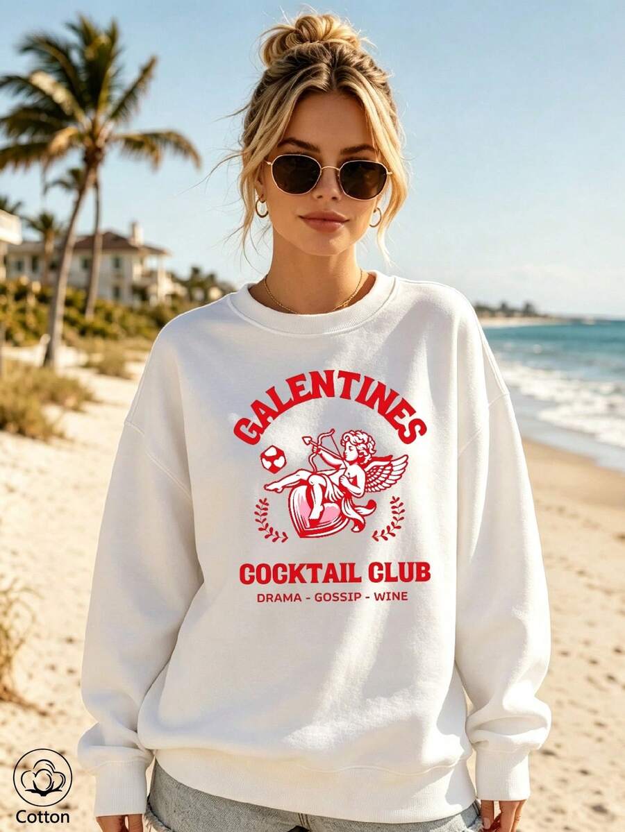 Cupid Cocktail Club Round-Neck Sweatshirt - White - View 1