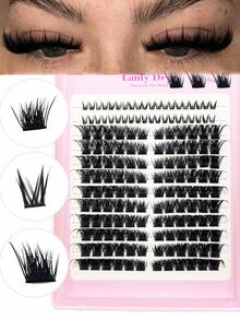 Black Mixed Length Natural Fluffy DIY Eyelash Clusters, Single Cluster False Eyelashes For Home Use - D - View 1