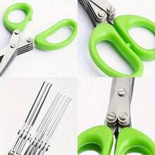 SOKANY Kitchen Scissors, Multifunctional Stainless Steel Vegetable & Herb Scissors, 3-Layer / 5-Layer Options, Includes Cleaning Brush, Easy To Clean Crumbs, Kitchen Coriander & Chili Scissors, Versatile Multi-Purpose Scissors, Home Cooking Gadget - Other - View 10