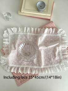 1pc/2pcs/6pcs Floral Embroidered Lace Decor Placemats & Napkins, Minimalist Ins Style Photo Backdrop - White - View 4
