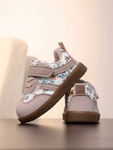 A Pair Of Girls' Lace-Trimmed Sneakers, Soft-Soled Toddler Shoes, Perfect For Spring And Autumn. - Pink - View 5