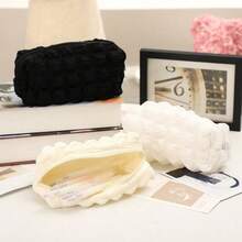 Cream Puff Pencil Case Niche Large Capacity Solid Color Soft Fufu Beautiful Ins Style Makeup Bag Stationery Pouch Large Grid Puff Pencil Case - Multicolor - View 1