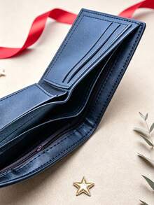 1pc Black Embossed Men's Short Wallet, Durable PU Leather, Multi-Card Slot Card Holder, Slim Business Casual Wallet, Daily Commute, Travel, Birthday Gift, Father's Day Gift - Black - View 6
