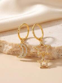 TOKRING Clicker Belly Button Rings 14G Gold Plated Belly Rings For Women,Dangle Moon Star Navel Piercing Jewelry Stainless Steel Belly Piercing Jewelry - Silver - View 1
