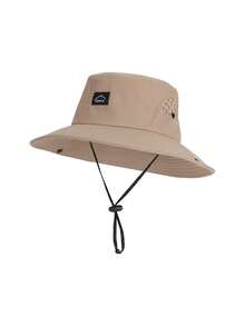 JOYLORD Topi Bucket Pria untuk Memancing Outdoor Warna Polos Cepat Kering dan Bernapas dengan Perlindungan Matahari Gaya Koboi Barat Topi Matahari Dua Fungsi - A - View 5
