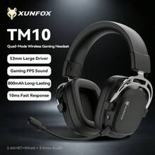 XUNFOX TM10 2.4G/Wired/Bluetooth/3.5 Audio Quad-Mode Wireless Gaming Headset 300g Lightweight Detachable Microphone 53mm Large Dynamic Driver Unit FPS Sound Effects 800mAh Long Battery Life 10ms Response - View 2
