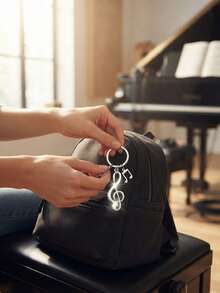 Creative Simulated Musical Note Keychain, Pendant Keyring, Small Gift, Daily Decoration, Mobile Phone Decoration - Silver - View 7