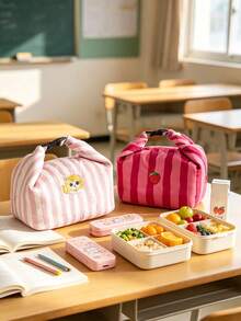 1pc Roll-Up Bento Bag Lunch Box Bag Insulated Bag Handbag Bento Bag Commuter School Office Portable Large Breakfast Lunch Bag Rice Bag - Multicolor - View 6