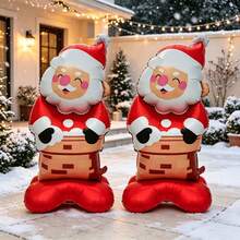 1/2pcs 117cm Chimney Santa Claus Aluminum Foil Balloon, Suitable For Christmas Party Decoration, Themed Birthday Party Setup, Window Display Scene Props - Santa Claus In Chimney - View 2