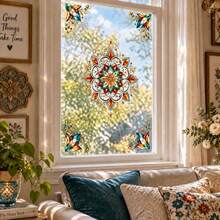 Floral Mandala Window Film, Static Cling Colorful Glass Sticker, Rainbow Glass Decal, Home Kitchen Bathroom Window Decoration - Window Film - View 5