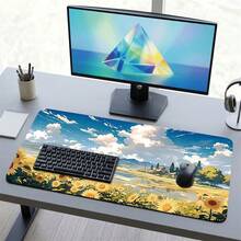 Sunflower Blue Sky White Clouds Pattern Gaming Mouse Pad, Non-Slip Rubber Desktop Mat, Smooth Sliding Surface, Suitable For Computer Laptop Office Home, Bright Abstract Art Decor, Back To School Supplies - A - View 9
