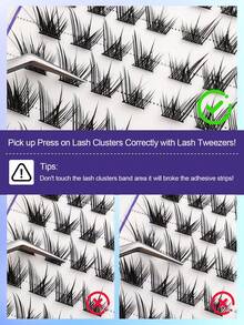 80pcs C Curl Self-Adhesive False Eyelash Clusters, Fox Eye Cartoon Style No Glue Needed Single Cluster False Eyelashes, Invisible Tape Long-Lasting Durable, No Sticky Residue Pre-Glued False Eyelashes - C - View 6
