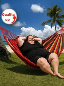 Outdoor Camping Hammock Adult Single Thickened Canvas Swing Net Bed Anti-Rollover Striped Hammock (Storage Bag Random Color Style) - Multicolor - View 3