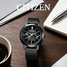 CITIZEN Men's -Drive Multi-Function Watch Matte Black Case Sub-Dial Chronograph Layout Breathable Black Mesh Strap Minimal Urban Men Wristwatch - Black - View 4