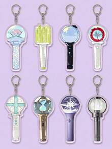 1pc/8Pcs K--Pop Fan LightStick Acrylic KeychainCharms, Cute Music Group Replica Pendant Set, Y2K Concert Enthusiast Accessory, Perfect Gift For K-Pop Fans And Friends, High-Quality Transparent Acrylic, Suitable For Tote Bags, Keys And Daily Decoration. - Multicolor - View 2