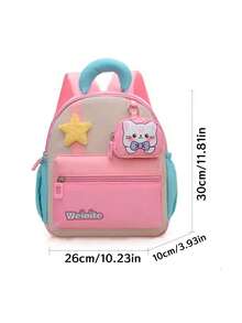 1pc Personalized Custom Backpack Fashionable Cute Unicorn, Panda, Puppy, Astronaut Theme Print, Zipper Closure Nylon Material, Comes With Mini Round Coin Purse, Adjustable Shoulder Strap, Handheld, Suitable For School, Commuting, Shopping, Daily Use. Birthday Gift. - Multicolor - View 8