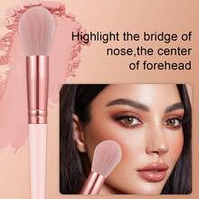 42/32 Pcs Pink All In One Makeup Tools Set, 32Pcs Makeup Brushes, Flower Bead Hair Claw, Pink Bow Hairband, Pink Silicone Cleaning Bowl, Round Powder Puff, 3 Finger Powder Puffs, 3 Triangle Powder Puffs For Daily Full Face Makeup - Multicolor - View 5