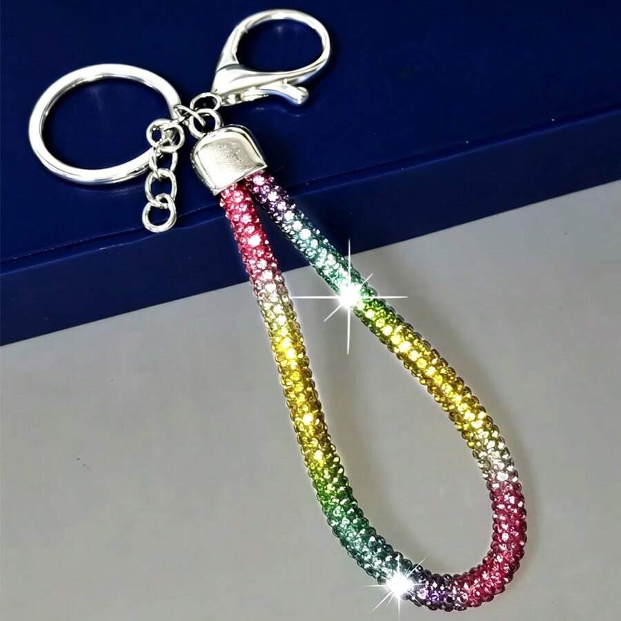 1pc Fashion Rhinestone Lanyard Pendant, Bag, Car Keychain, Women's Minimalist Key Chain