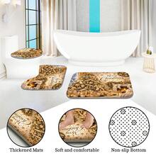1pc/4pcs Gold Christmas Tree Pattern Multifunctional Bathroom Decor Shower Curtain Set Free 12 Hooks Premium Holiday Atmosphere Bathroom Mat U-Shaped Floor Mat And Round Toilet Lid Cover Suitable For All Scenes Decoration Bathroom Set - Gold Christmas Tree 3 - View 6