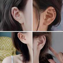 2pcs Minimalist Personalized Double Layer Ear Clips, Line Design Without Piercing, Couple Ear Cuffs, Unisex Earrings, Suitable For Daily Wear And Gatherings, Exquisite Gift Set For Her - Multicolor - View 5