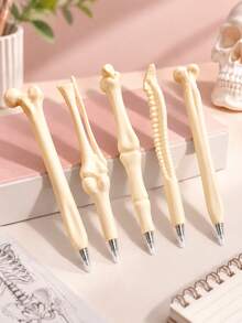 Bone-Shaped Ballpoint Pen, Oval Ergonomic Design, Medium Point, Plastic Material, Retractable, Ideal Gift For Nurses And Doctors, Suitable For Office And Medical Notebook Writing, 1pc, Christmas, Halloween, Christmas Decoration, Bedroom Decor - Multicolor - View 1
