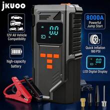 jkuoo طقم تشغيل بطارية السيارة 9 في 1، مزود بضاغط هواء 180 PSI، مناسب لمحركات البنزين/الديزل، يتميز بشاشة LCD، مصباح LED، مشغل طاقة محمول، متوافق مع الشاحنات/السيارات الرياضية/الدراجات النارية/الدراجات الهوائية! - مضخة متعددة الوظائف [وحدة كاملة + ملحقات] - مشاهدة 10