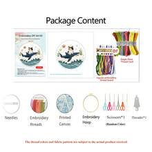 2 Cute Cat DIY Embroidery Material Kits With Full Set Of Tools And Embroidery Hoop, Ocean Shark Cat / Lotus Dragonfly Cat 3D Embroidery Kit, Beginner Stress Relief Handmade Desktop Decor Creative Gift - Multicolor - View 15