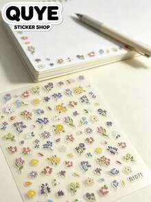 1 Set Nail Art Stickers, Simulated Fabric Embroidery Floral Design, Wildflower Pattern, Self-Adhesive, For Nail Decoration, Nail Art Accessories - Vintage Floral Embroidered Sticker - View 3