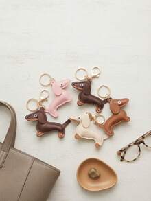 Cute Cartoon-Style Leather Sausage Dog Keychain, Unique Pendant Keyring, Small Gift, Daily Decoration, Mobile Phone Decoration - Multicolor - View 3