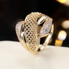 1pc Fashion Wide Hollow Line Wrapped Design Cubic Zirconia Women's Ring - Multicolor - View 8