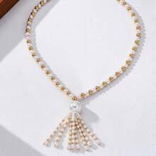 1pc Vintage Elegant Long V-Shape Tassel Necklace Women's Wedding Evening Party Accessory - Long Necklace - View 7